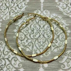 Gold Tone Large Hoop Earrings